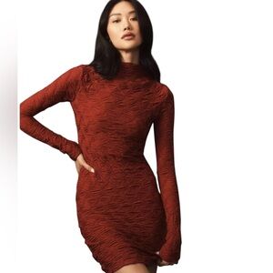 Anthropologie Maeve Rust Long Sleeve Mini Dress Size Medium